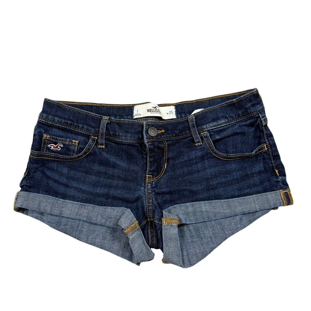 2000s Hollister Womens Size 1 Blue Denim Low Waist Shorts Y2K